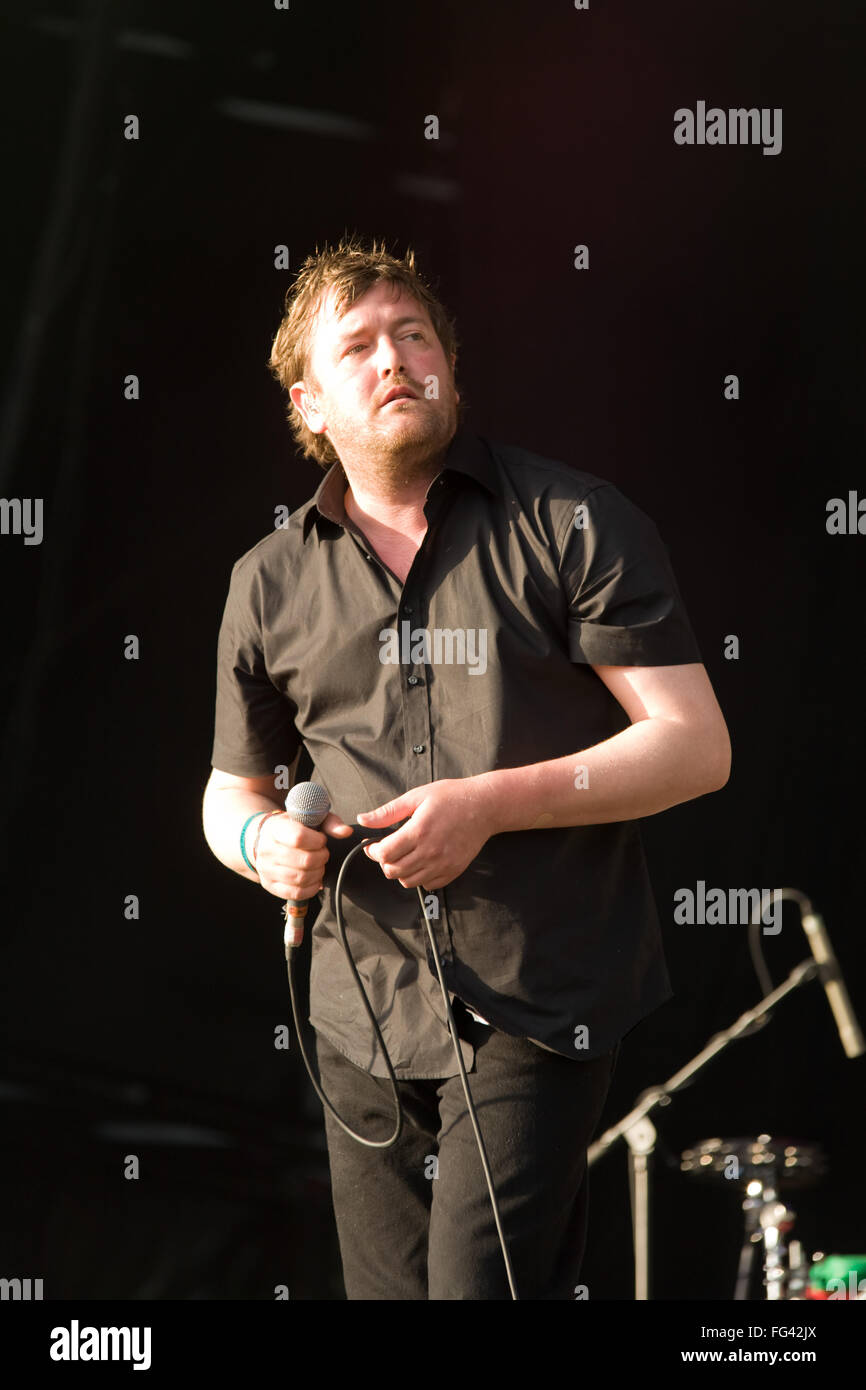Guy Garvey singer in the English band Elbow performing at the Stock