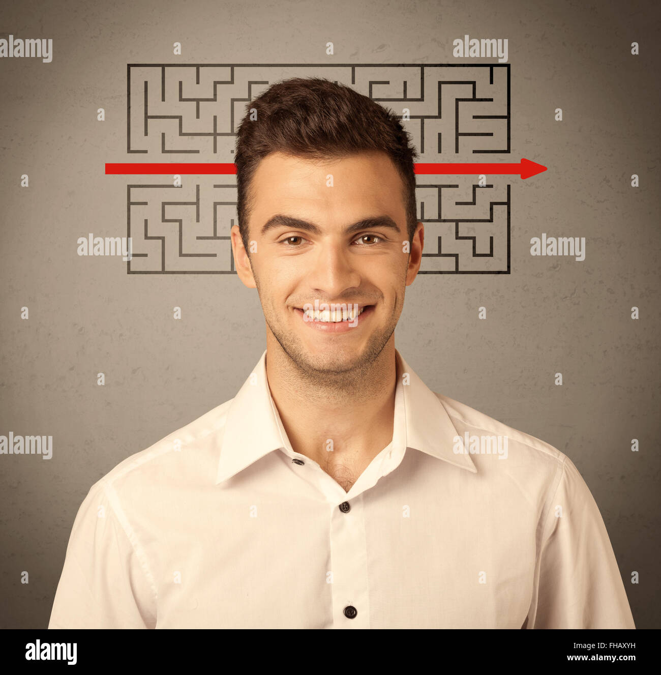 Handsome Business Guy Solving Maze Stock Photo Alamy