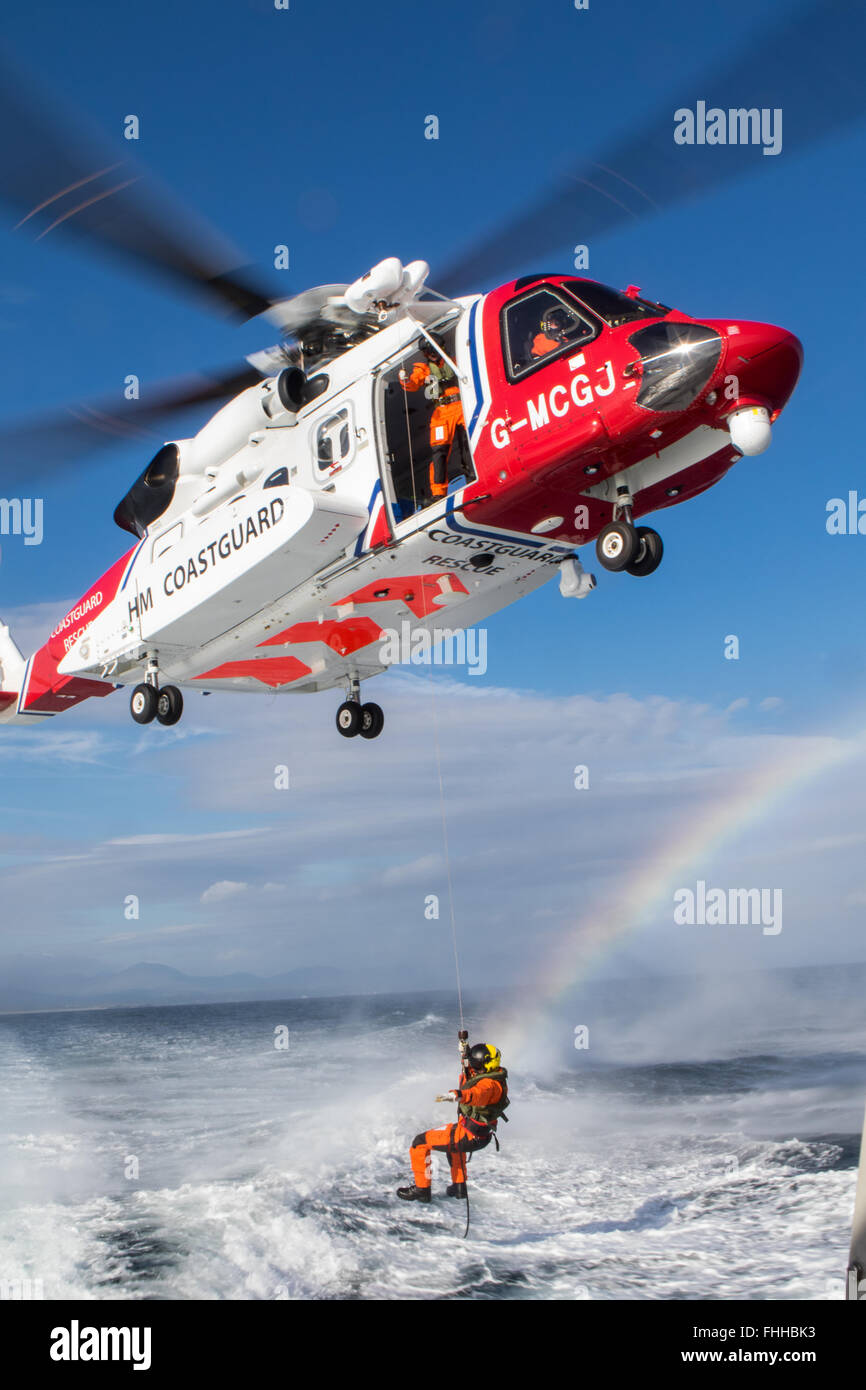 Hm Coastguard Rescue Helicopter G Mcgj On Exercise In Cardigan Bay Off