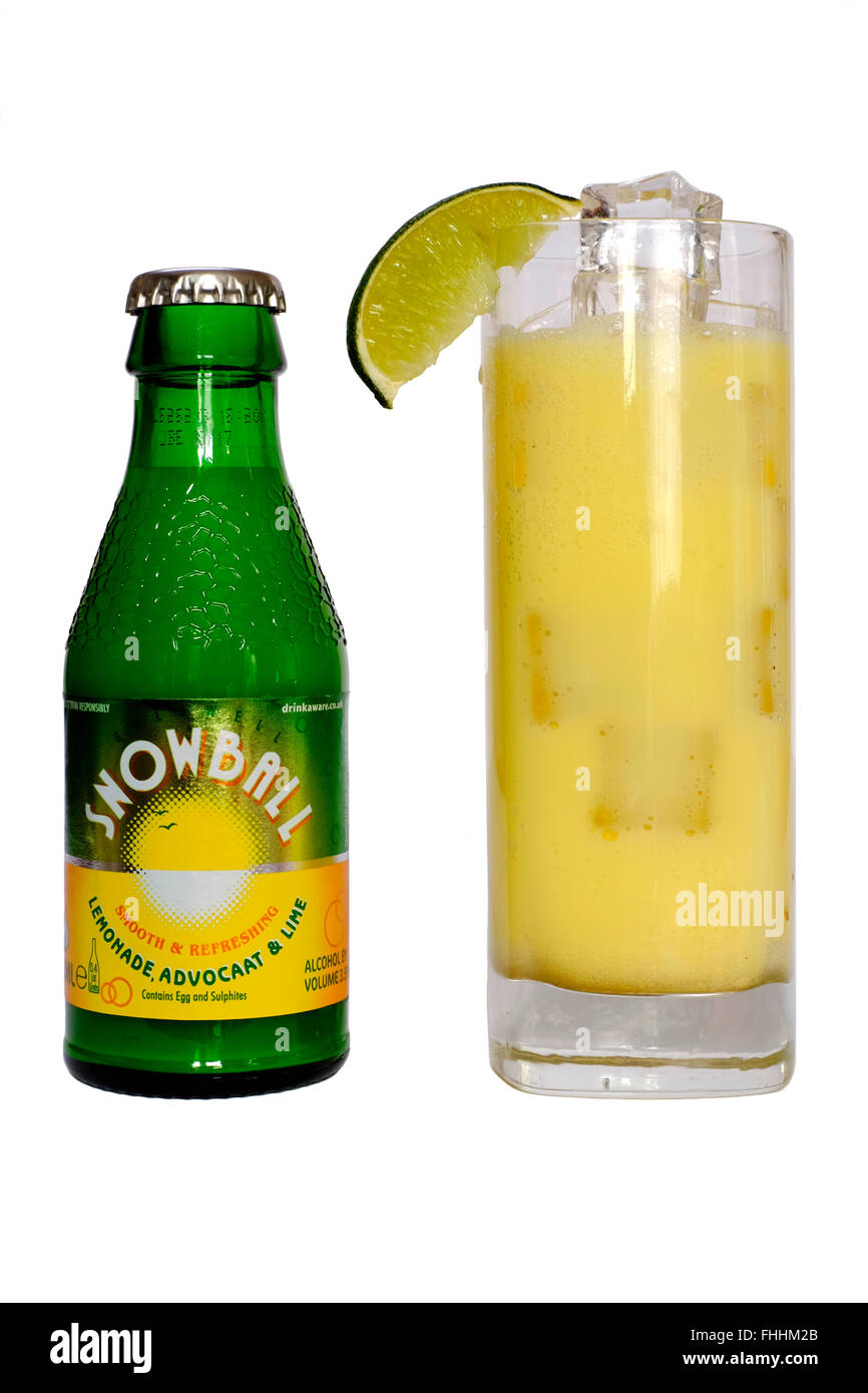 snowball drink advocat lemonade lime alcohol mix bottled Stock Photo