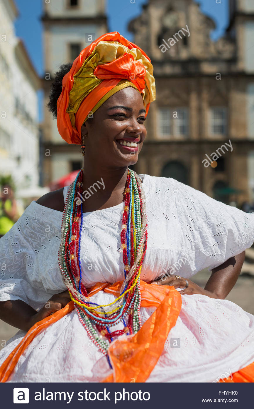 Brasil Salvador De Bahia Portrait Of Woman Wearing Typical Stock Photo Royalty Free Image 