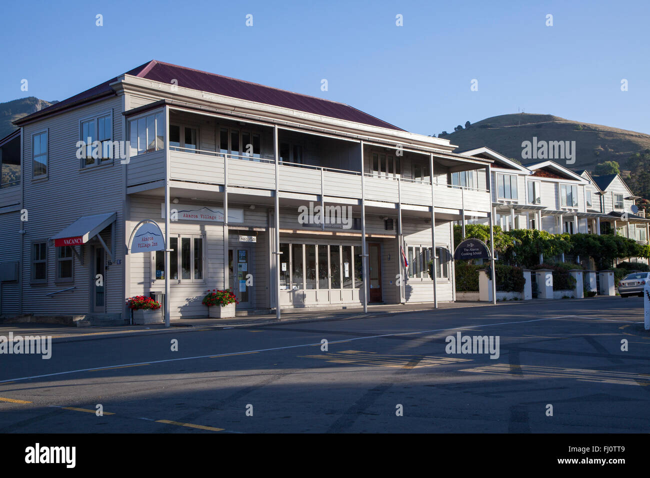 The Akaroa Village Inn, Akaroa, New Zealand Stock Photo, Royalty Free