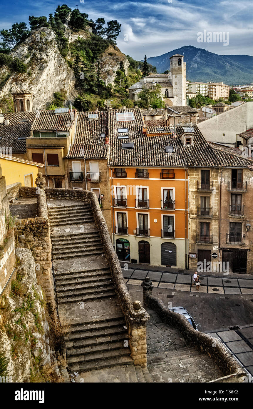 Estella Lizarra view with the church of San Miguel, Estella, Navarra