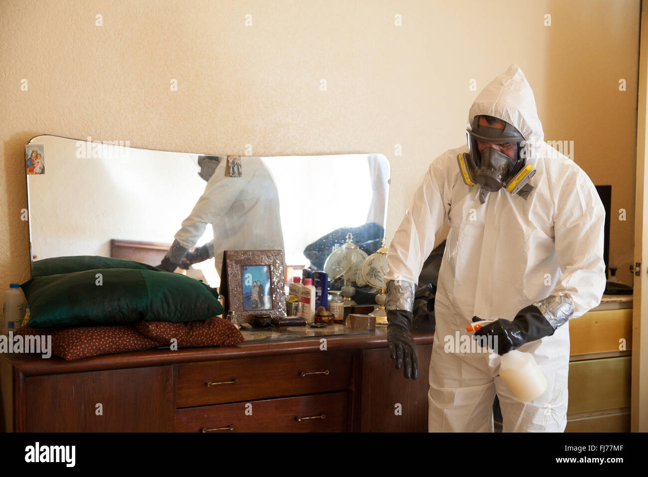 Donovan Tavera, forensic cleaning Stock Photo, Royalty Free Image