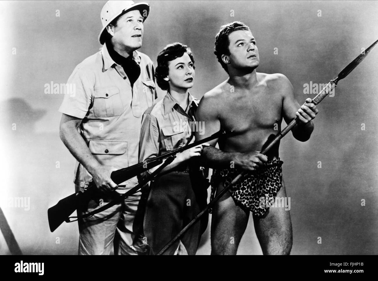 WAYNE MORRIS NANCY HALE & JOHNNY SHEFFIELD LORD OF THE JUNGLE (1955 Stock Photo, Royalty Free