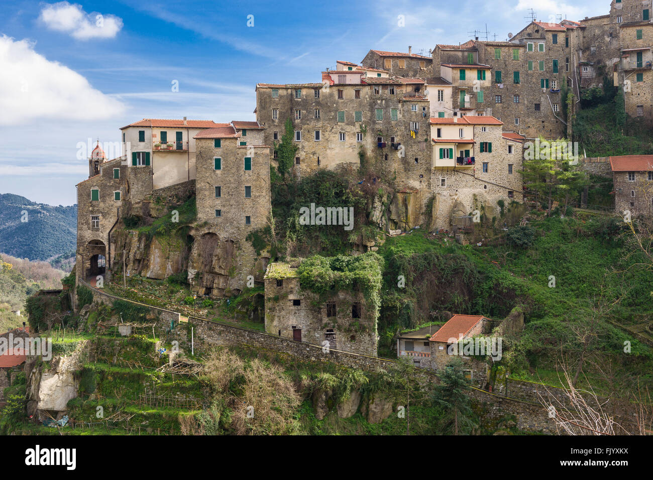 View over the medieval village of Ceriana, Liguria, Italy Stock Photo
