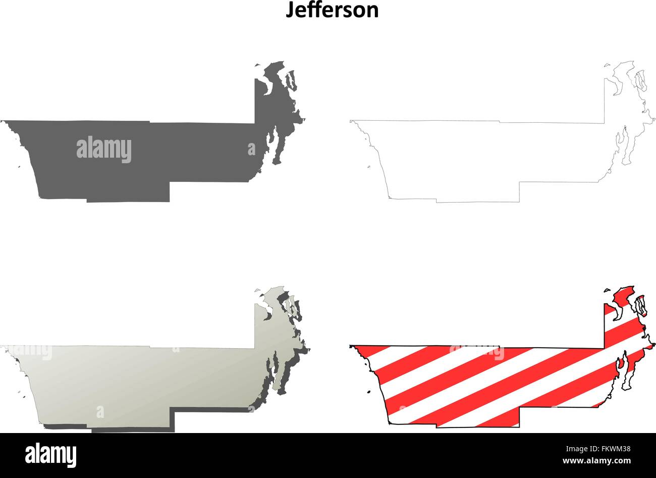 Jefferson County Washington Outline Map Set Stock Vector Image Art