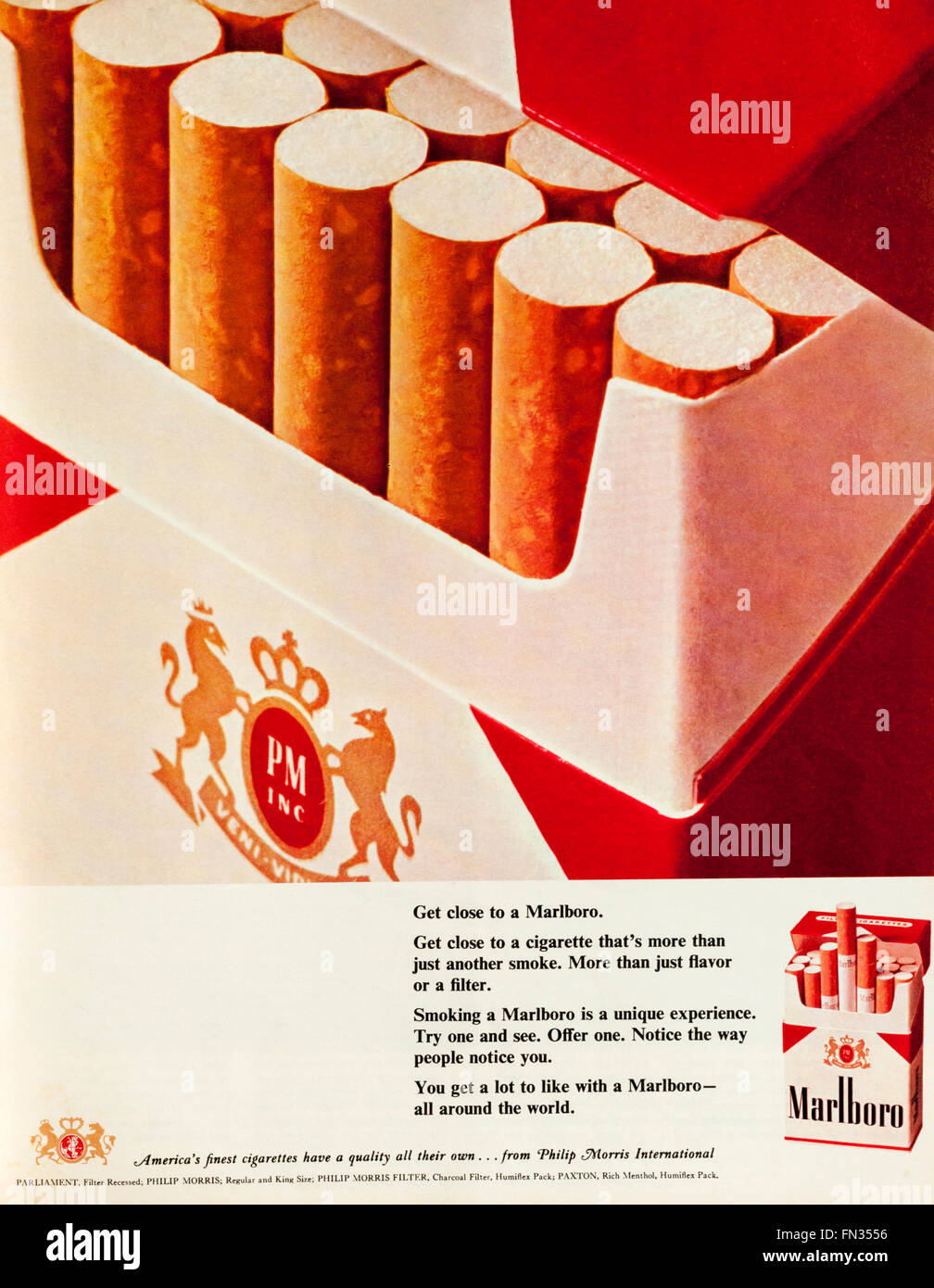 1960s magazine advertisement advertising Marlboro cigarettes Stock