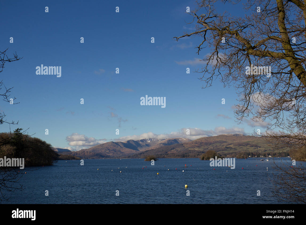 Lake Windermere Cumbria 15th March 2016 UK Weather . Lake Stockfoto