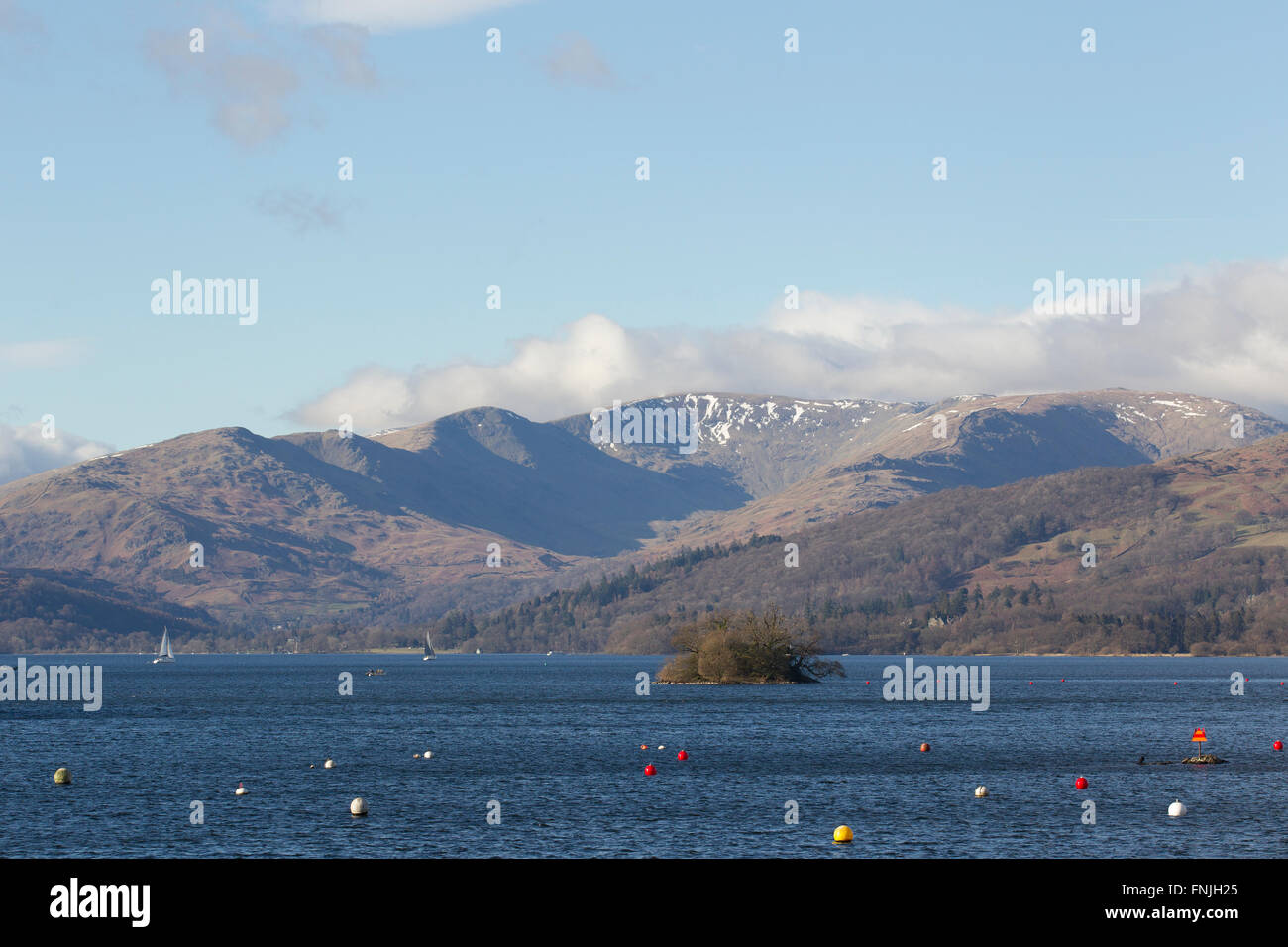 Lake Windermere Cumbria 15th March 2016 UK Weather . Lake Stockfoto