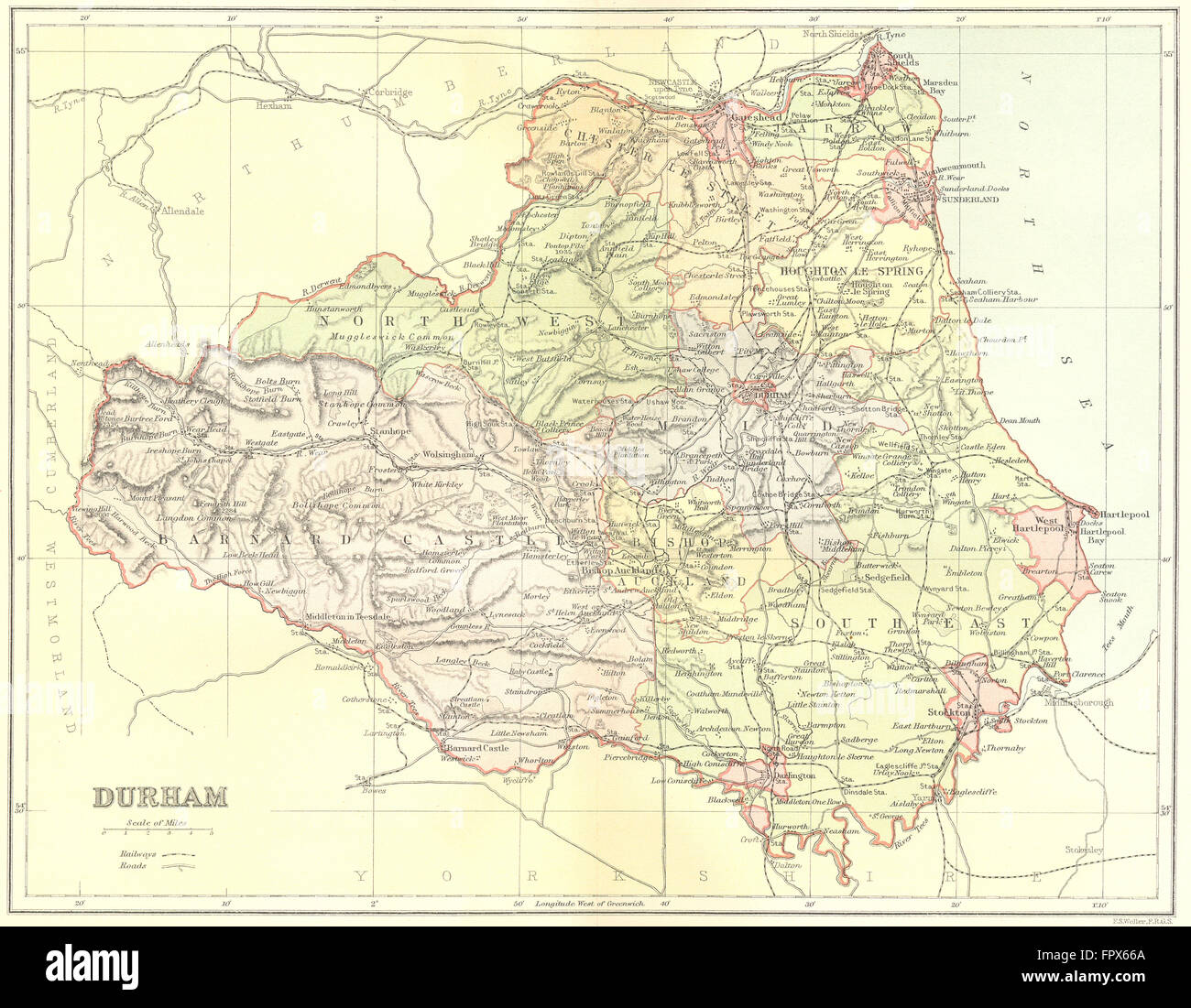 DURHAM Brabner Weller 1895 Antique Map Stock Photo Alamy