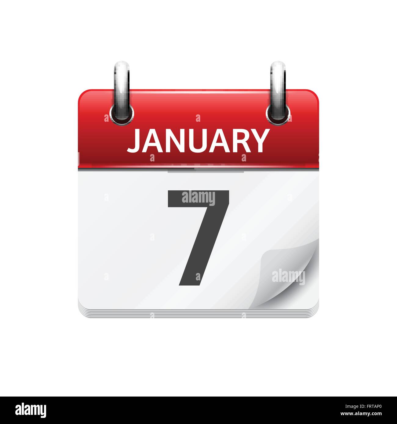January 7. Vector flat daily calendar icon. Date and time, day Stock