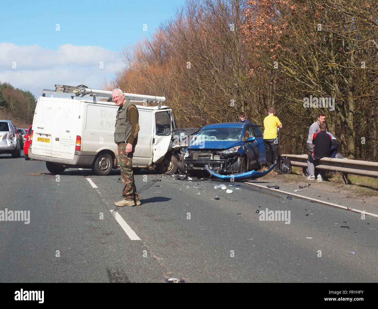 Newcastle Upon Tyne, 25th March 2016, U.k. News. A multi vehicle car