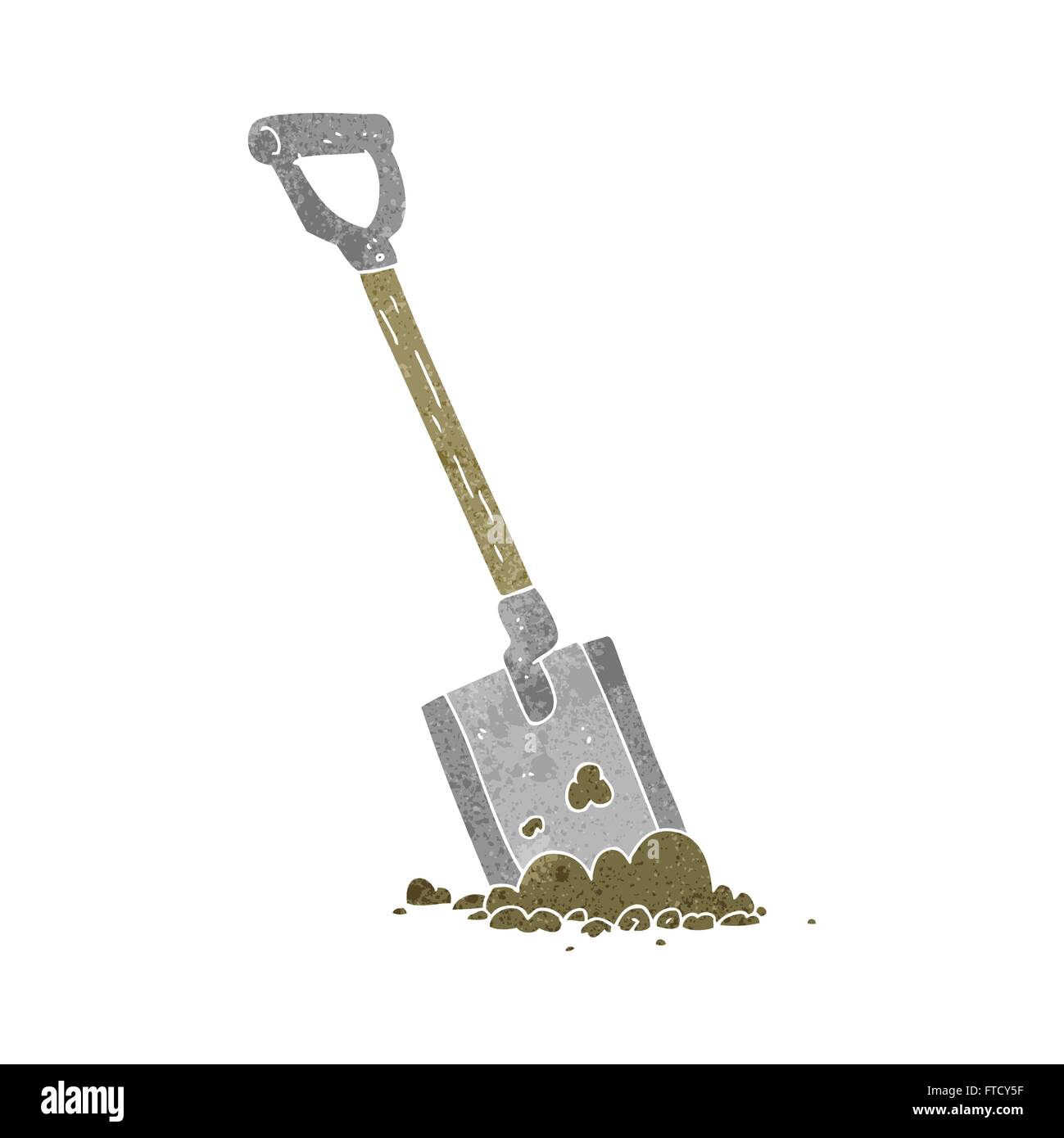 freehand retro cartoon shovel in dirt Stock Vector Art & Illustration