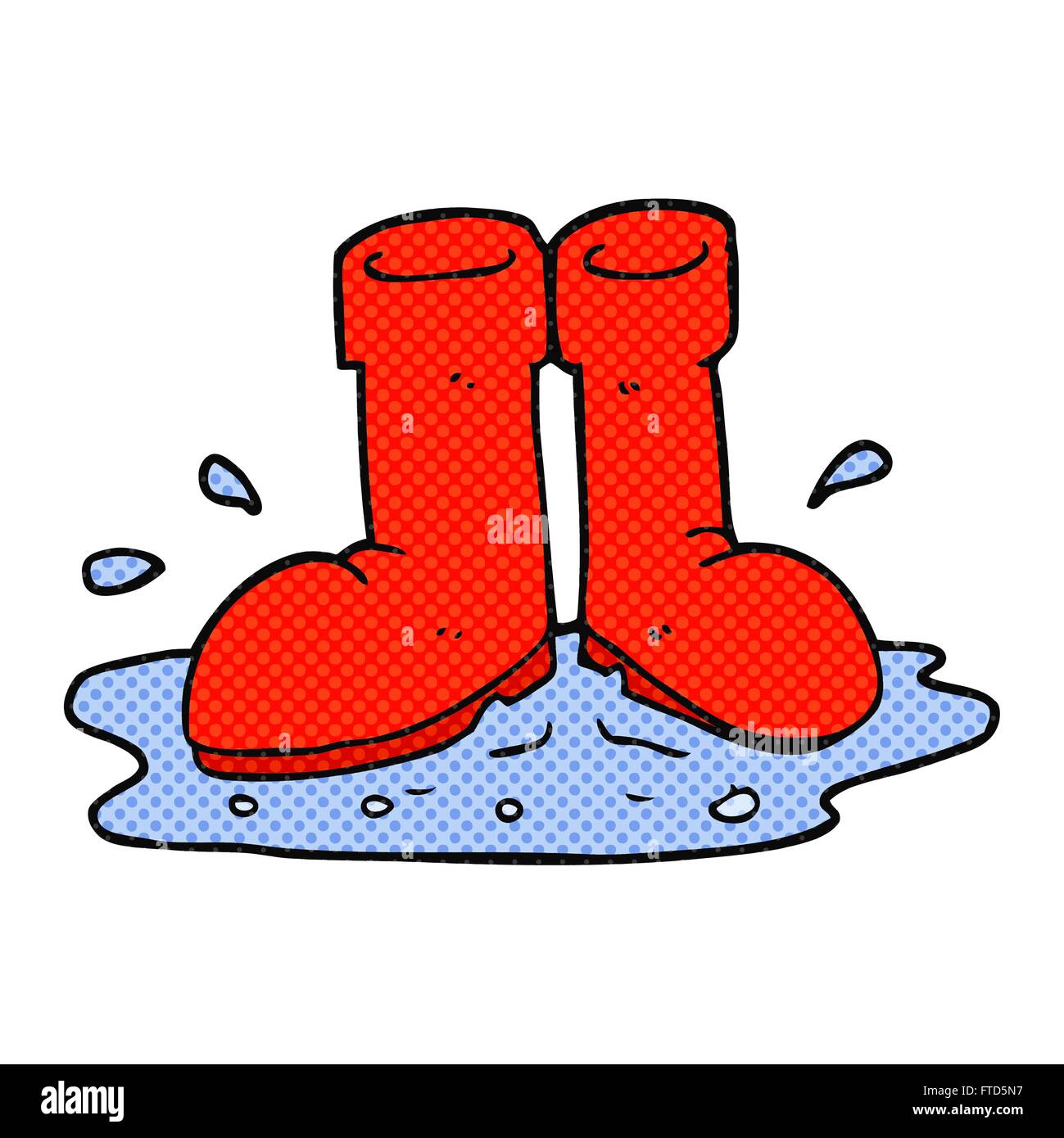 freehand drawn cartoon wellington boots in puddle Stock Vector Art