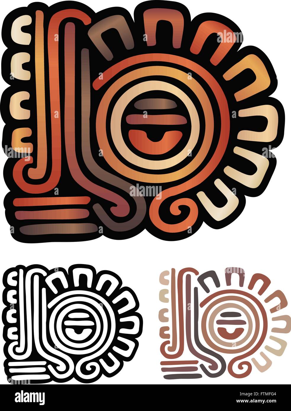 Abstract eye symbol from Mayan artifacts. Comes with non gradient Stock