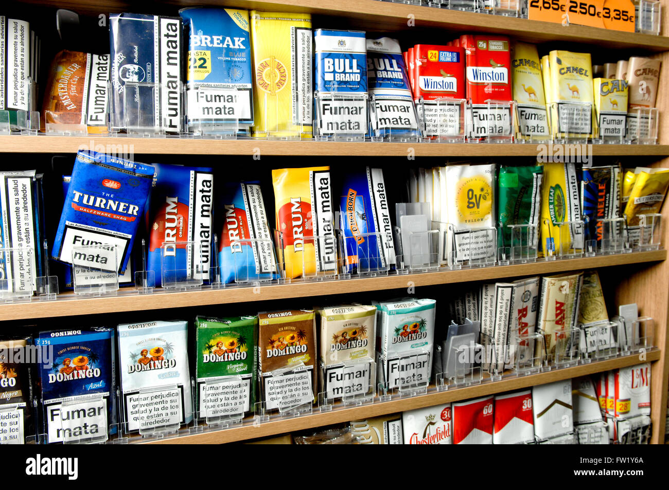 Selection of Hand Rolling Tobacco on sale in a tobacconist Stock Photo 101461538 Alamy