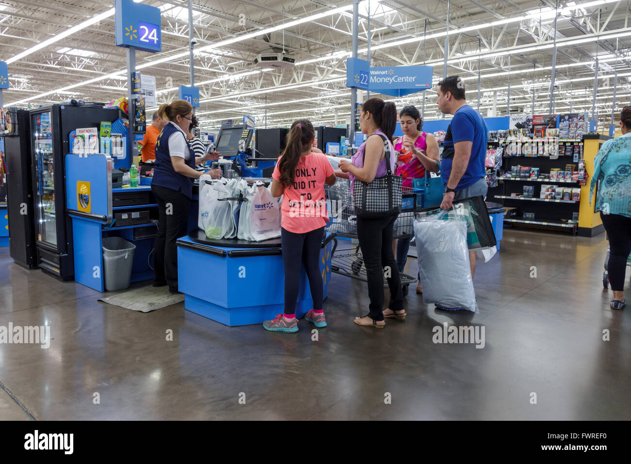 Florida FL Miami shopping Walmart discount store inside woman sale