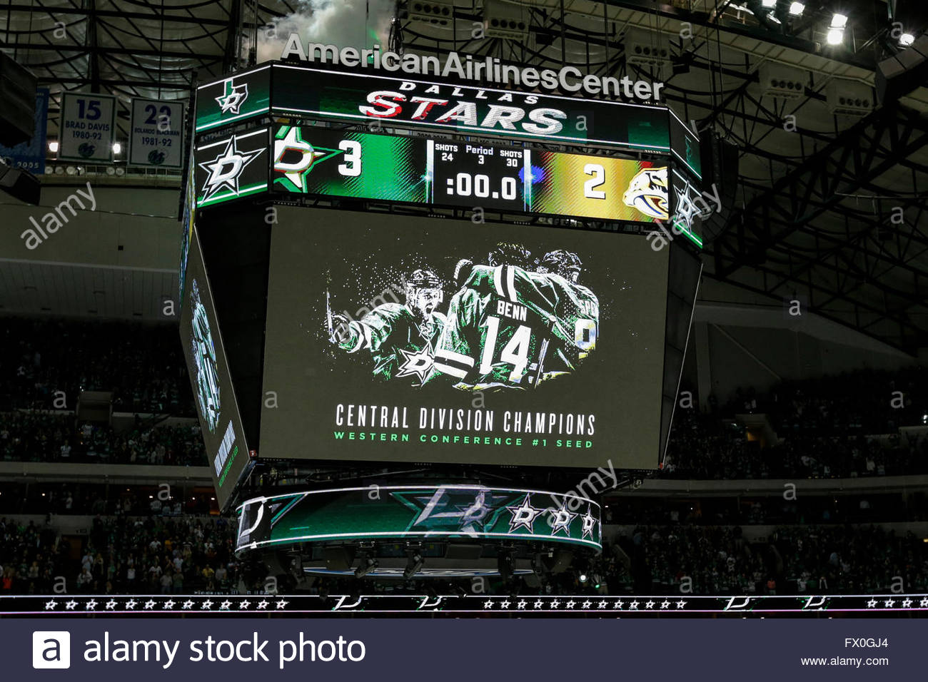 Dallas, Tx, Usa. 9th Apr, 2016. A General View Of The Scoreboard Stock