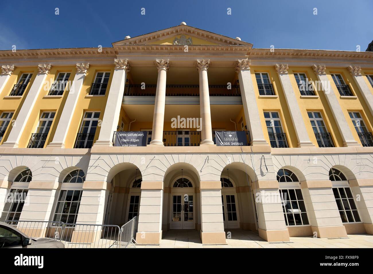 Poundbury, Dorset, UK. Strathmore House Stock Photo, Royalty Free Image