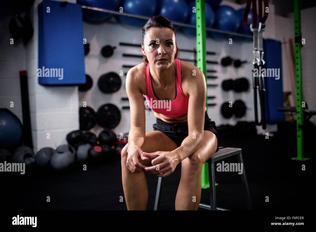 Woman Taking A Break After Workout Stock Photo Alamy