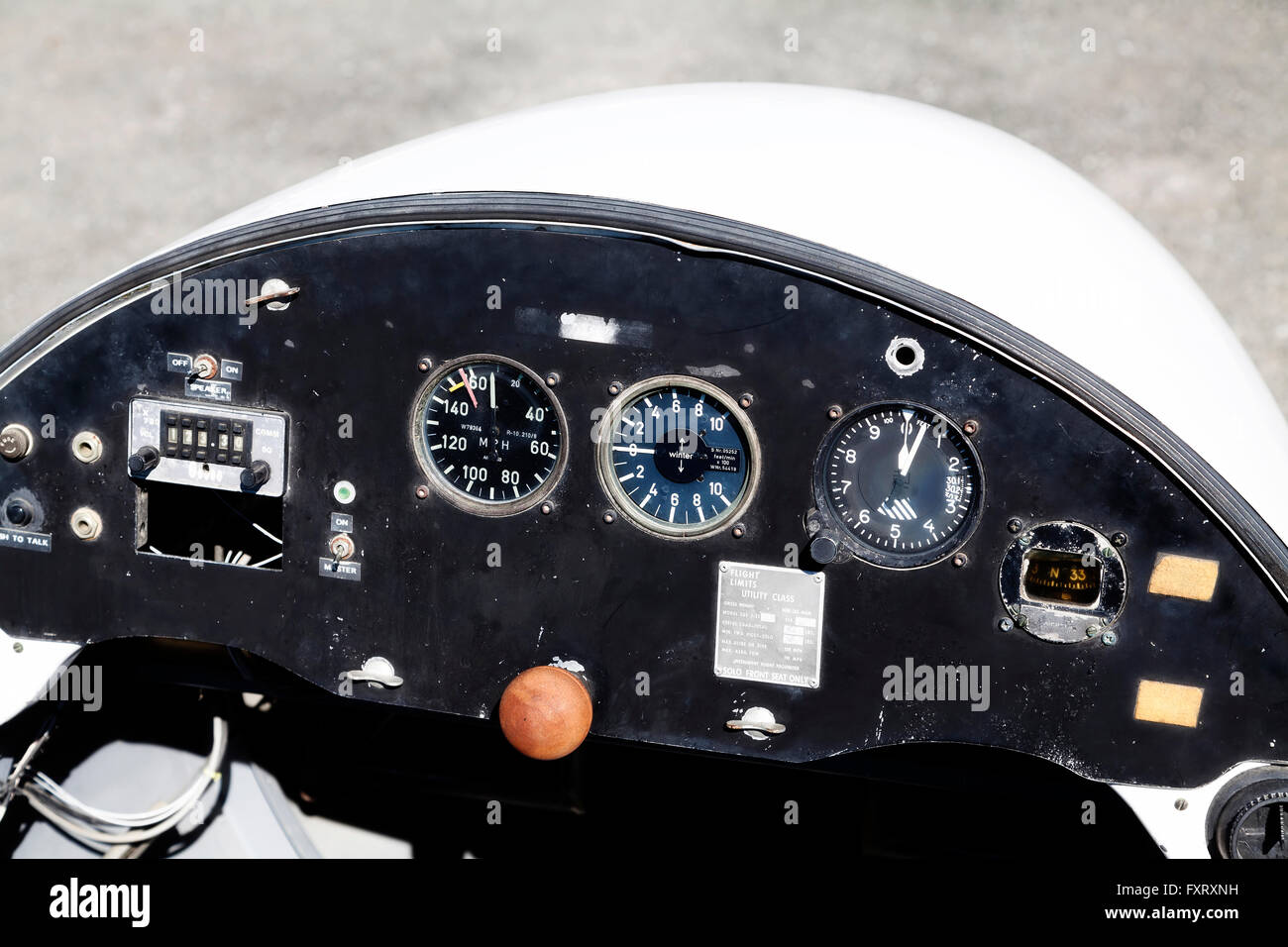 Instrument Panel In Cockpit Of Old Glider Stock Photo, Royalty Free