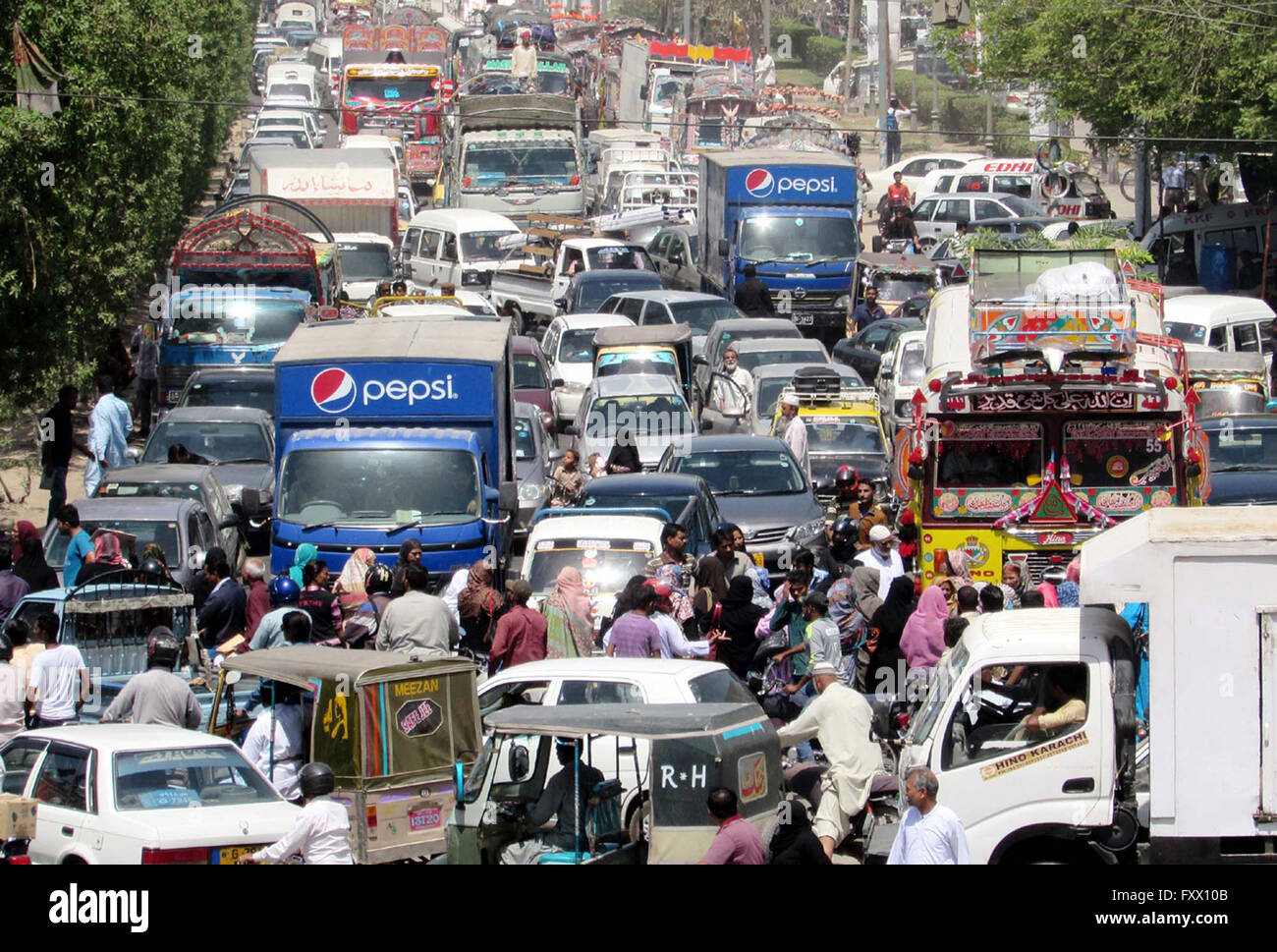 A large numbers of vehicles stuck in traffic jam at National Highway