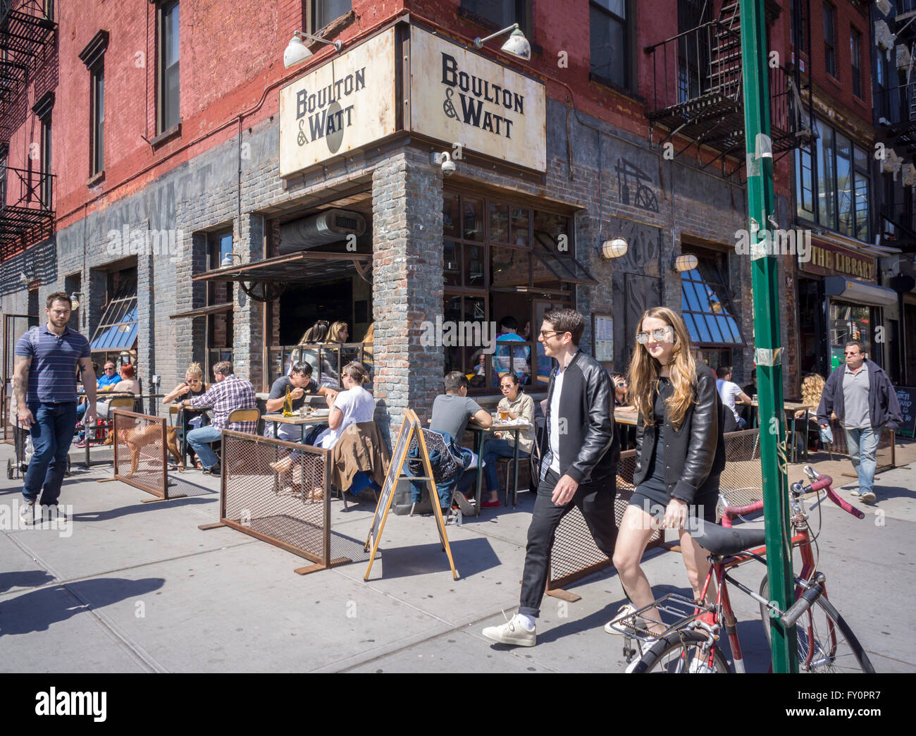 Sidewalk cafe of a bar/restaurant in the East Village neighborhood of