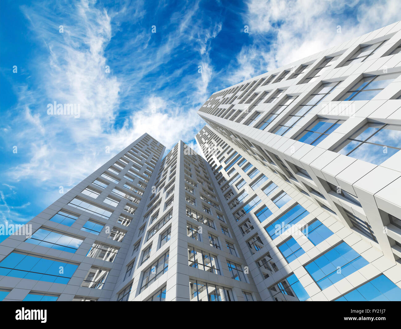 Modern Architecture Render abstract modern architecture. perspective of tall city towers Modern Architecture Render abstract modern architecture. perspective of tall city towers