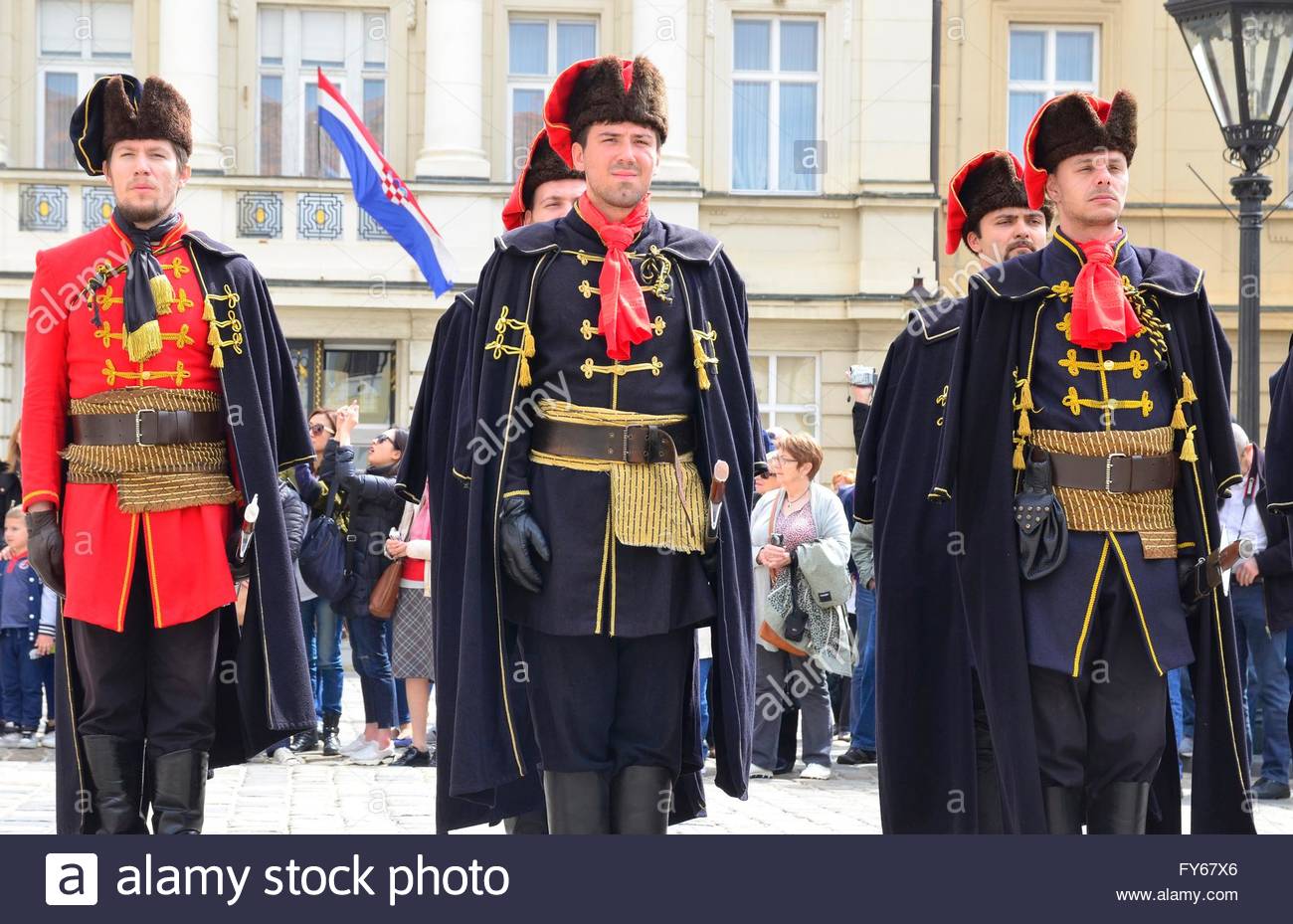Zagreb, Croatia. 23 Apr 2016. Honorary Cravat Regiment demonstrates ...