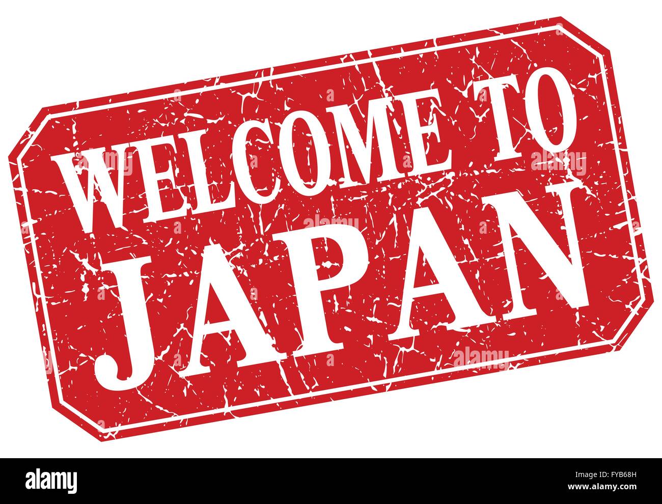 to Japan red square grunge stamp Stock Vector Art & Illustration, Vector Image