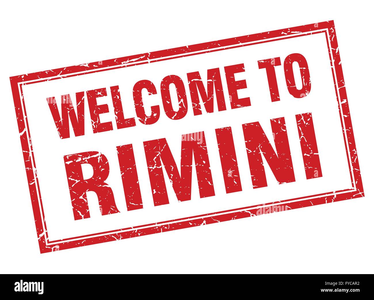 Rimini Red Square Grunge Welcome Isolated Stamp Stock Vector Image