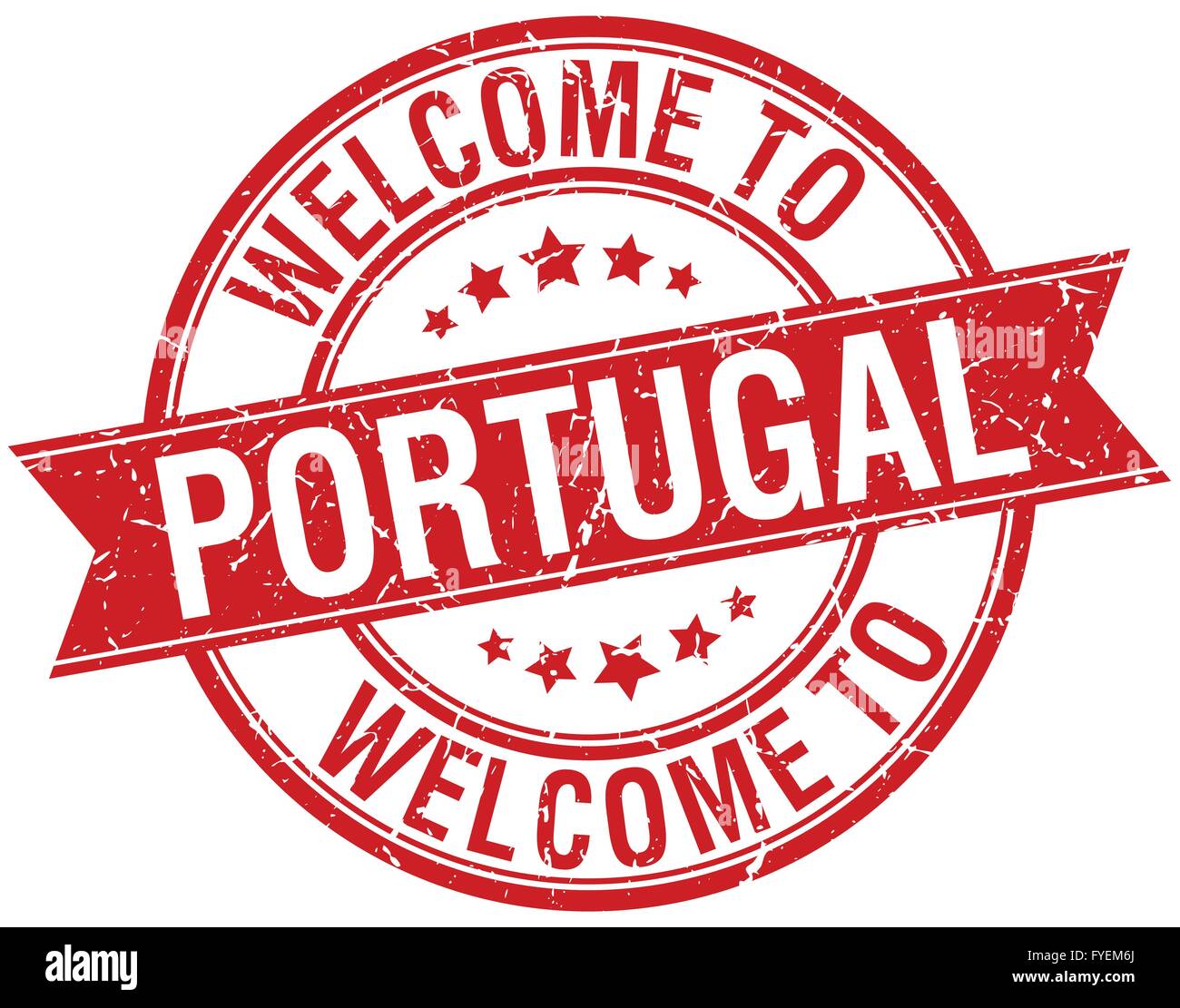 to Portugal red round ribbon stamp Stock Vector Art