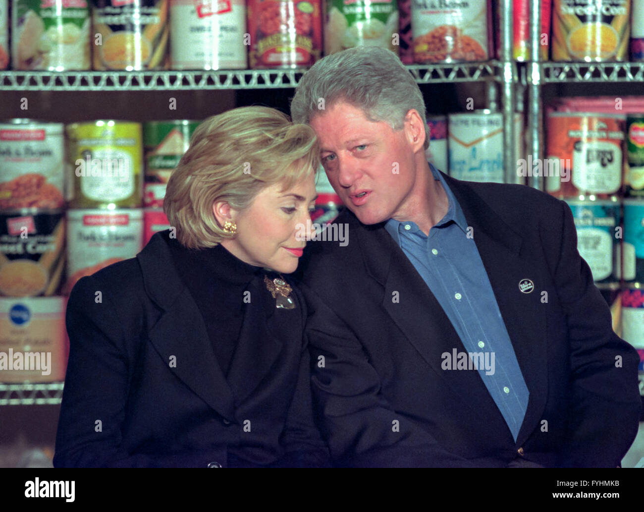 US President Bill Clinton And First Lady Hillary Rodham Clinton At