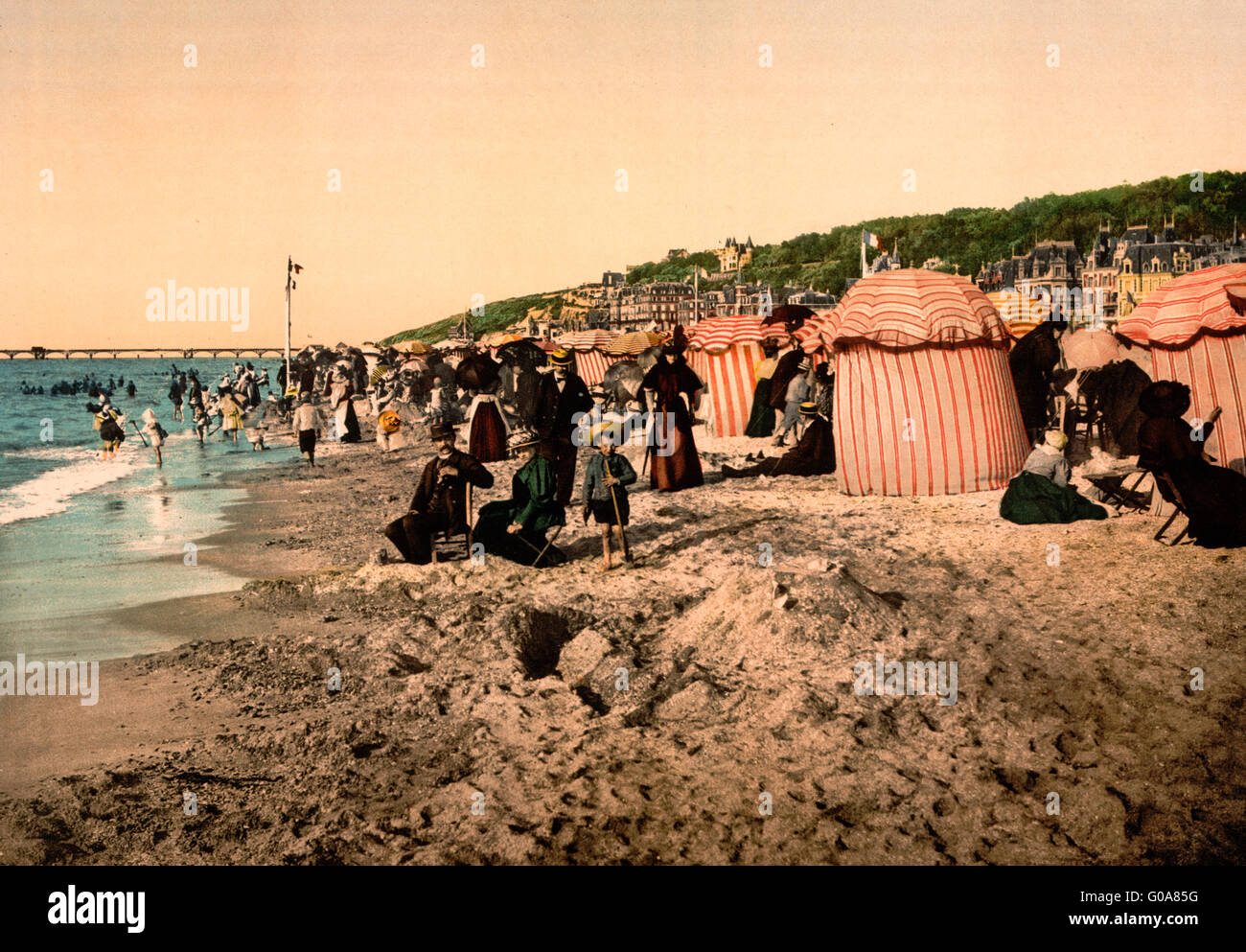 The Beach At Bathing Time Trouville France Circa 1900 Stock Photo