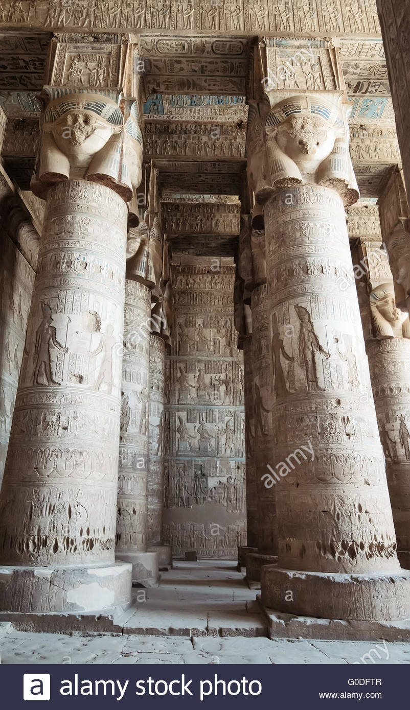 Ancient Egyptian Interior Architecture interior of the painted and carved hypostyle hall at dendera Ancient Egyptian Interior Architecture interior of the painted and carved hypostyle hall at dendera