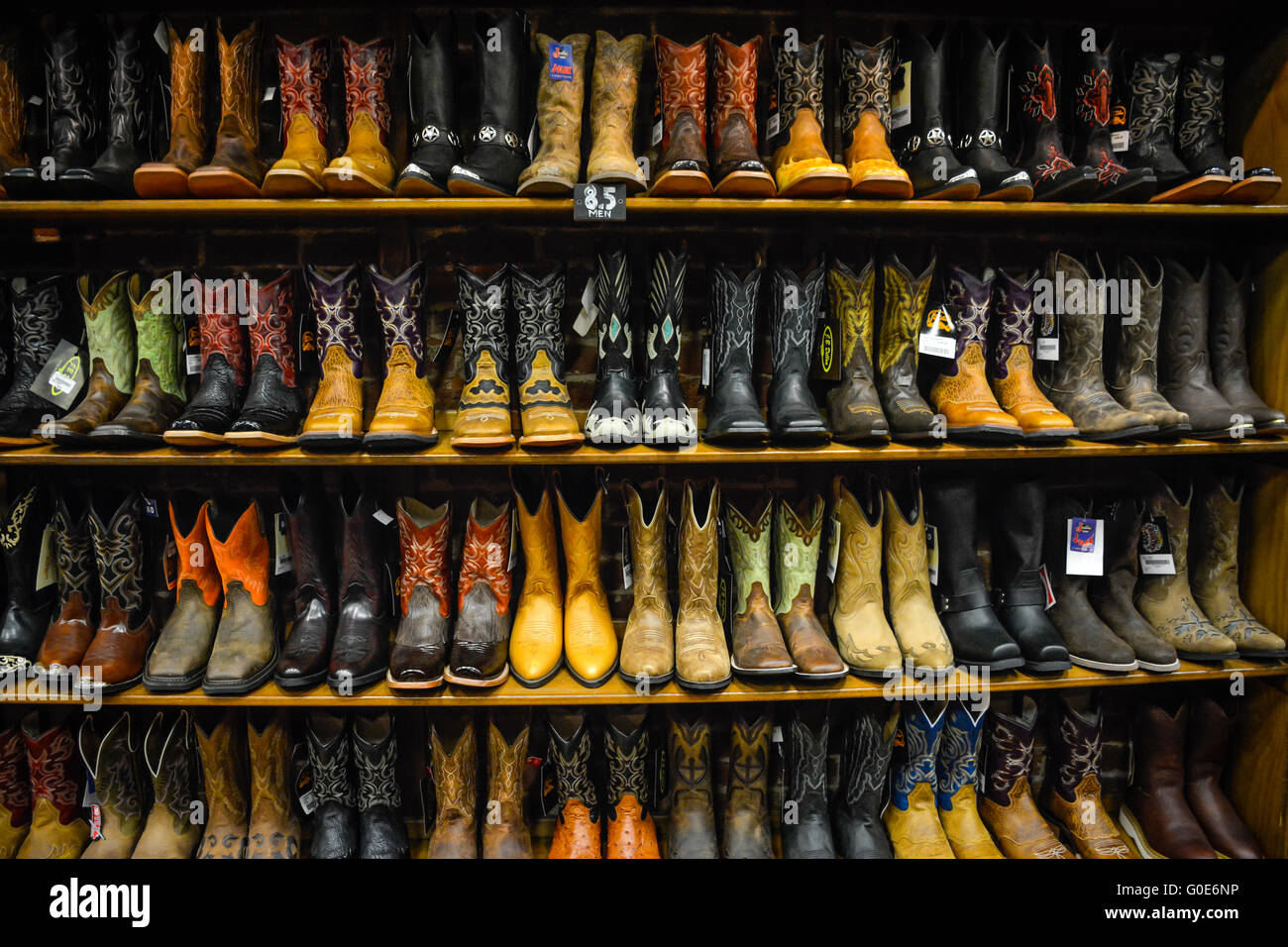 The Nashville Cowboy boot store has rows of unique Cowboy boots ...