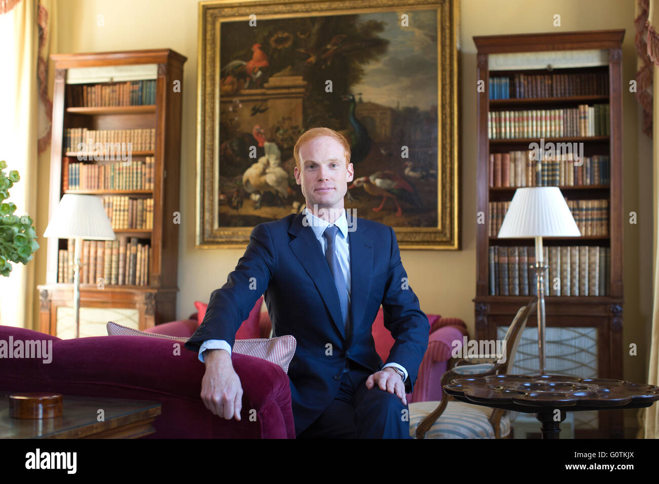 34 year old Oliver Wallop, Viscount Lymington, at Farleigh House Stock