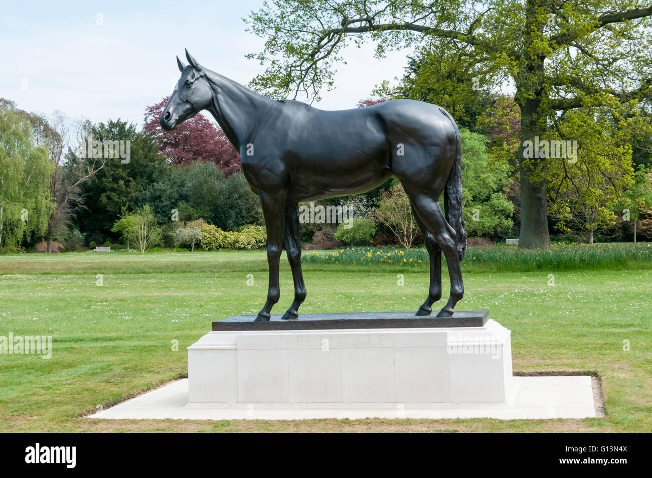 A statue of the queen's racehorse Estimate, at Sandringham. By Tessa