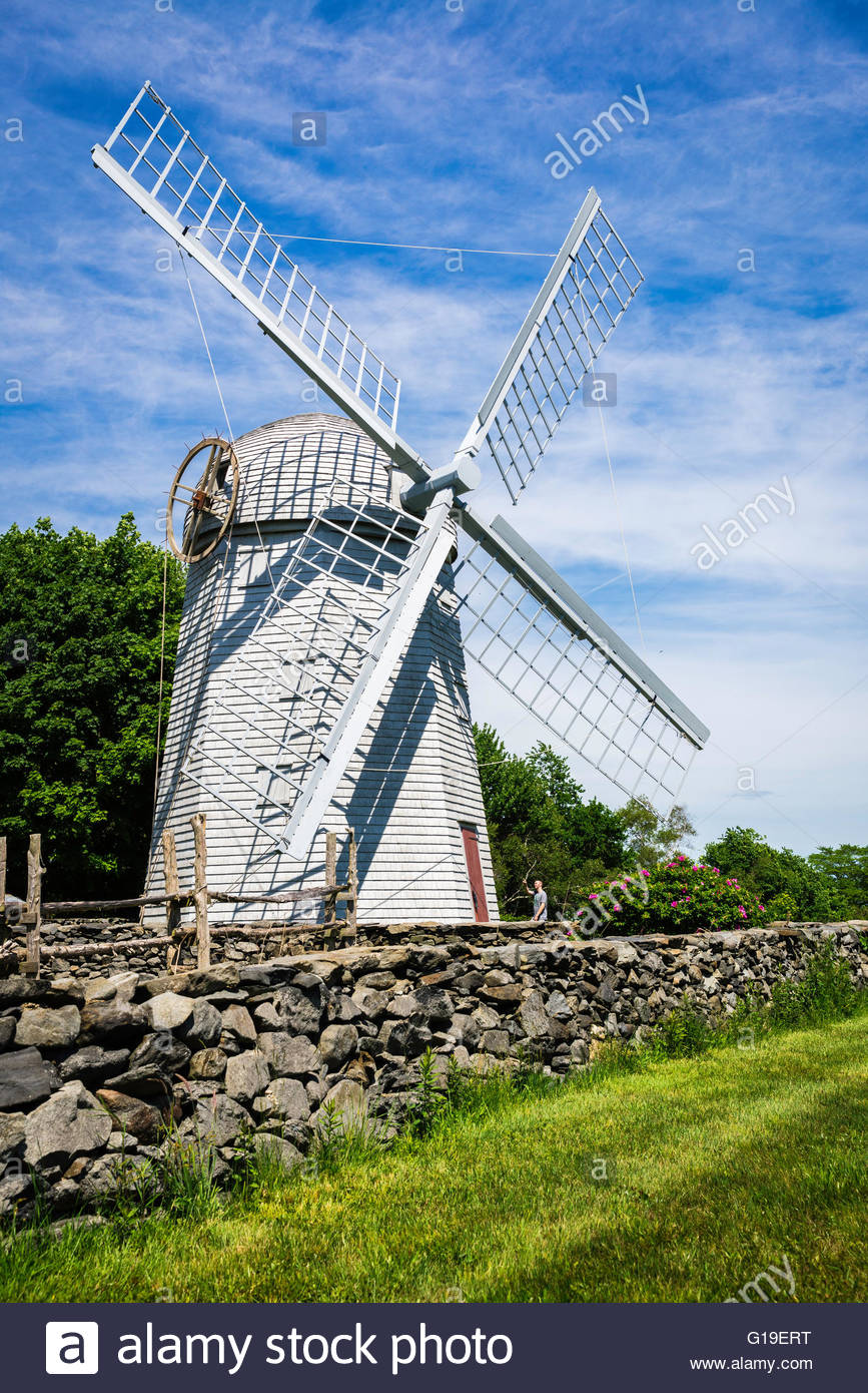Jamestown Windmill Jamestown, Rhode Island, USA Stock Photo, Royalty