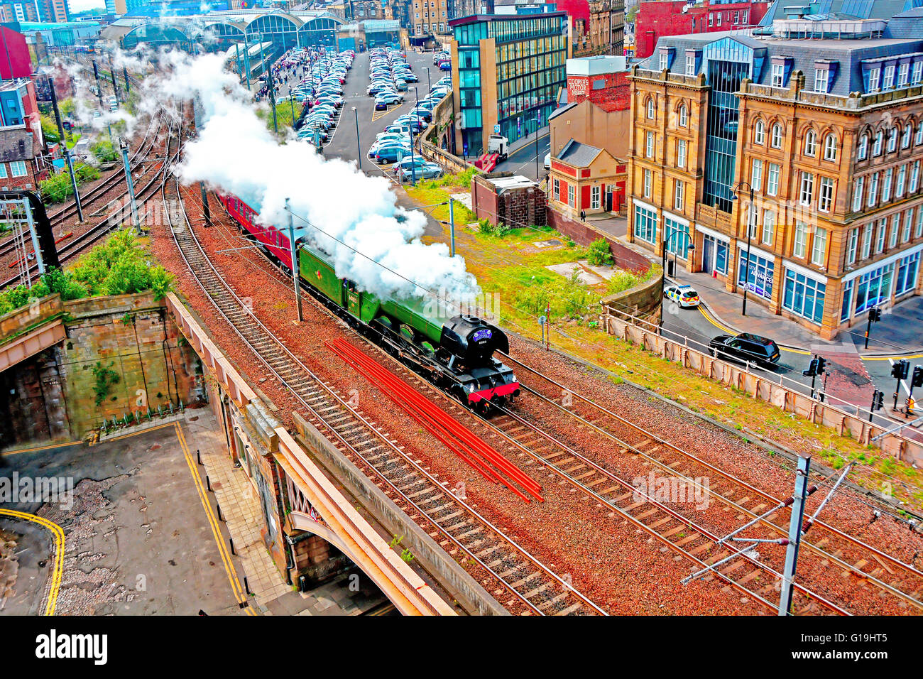 Flying Scotsman steam engine Newcastle upon Tyne Stock Photo