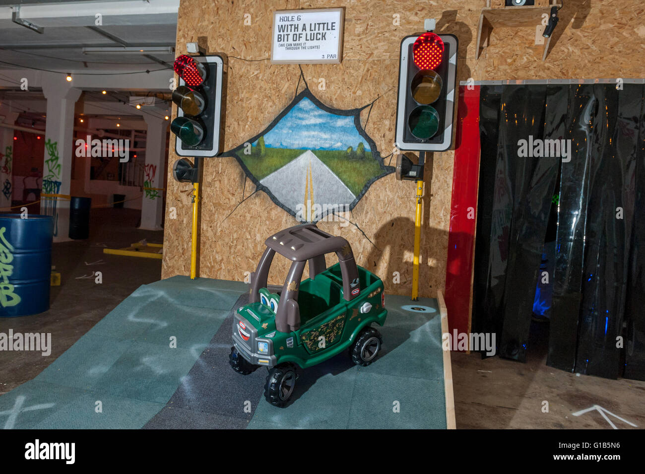 London, UK. 12 May 2016. Junkyard Golf opens at the Old Truman Stock
