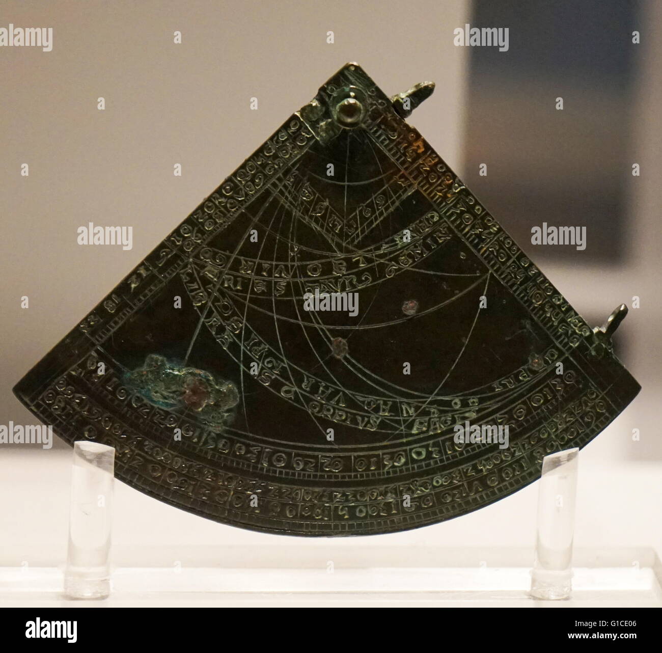 Copperalloy astrolabe quadrant. Dated 14th Century Stock Photo