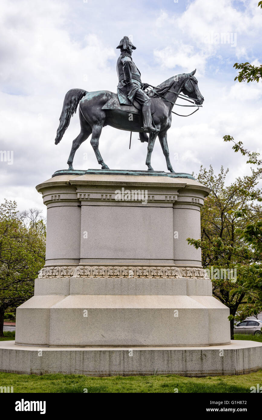 Lieutenant General Winfield Scott Equestrian Statue, Scott Circle Stock