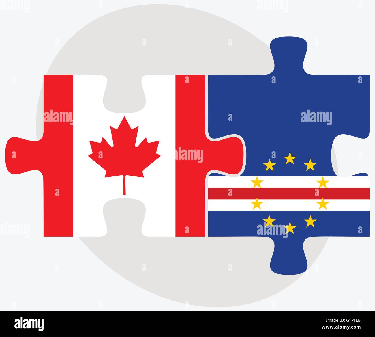 Canada And Cabo Verde Flags In Puzzle Isolated White Background Cabo verde flags