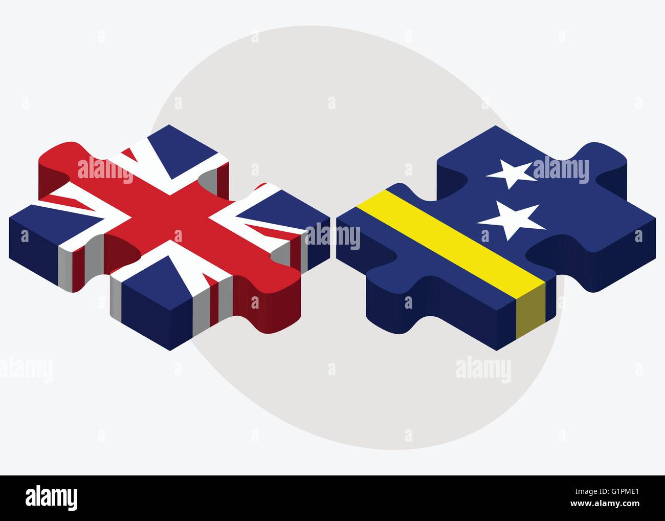 United Kingdom And Curacao Flags In Puzzle Isolated On White Background