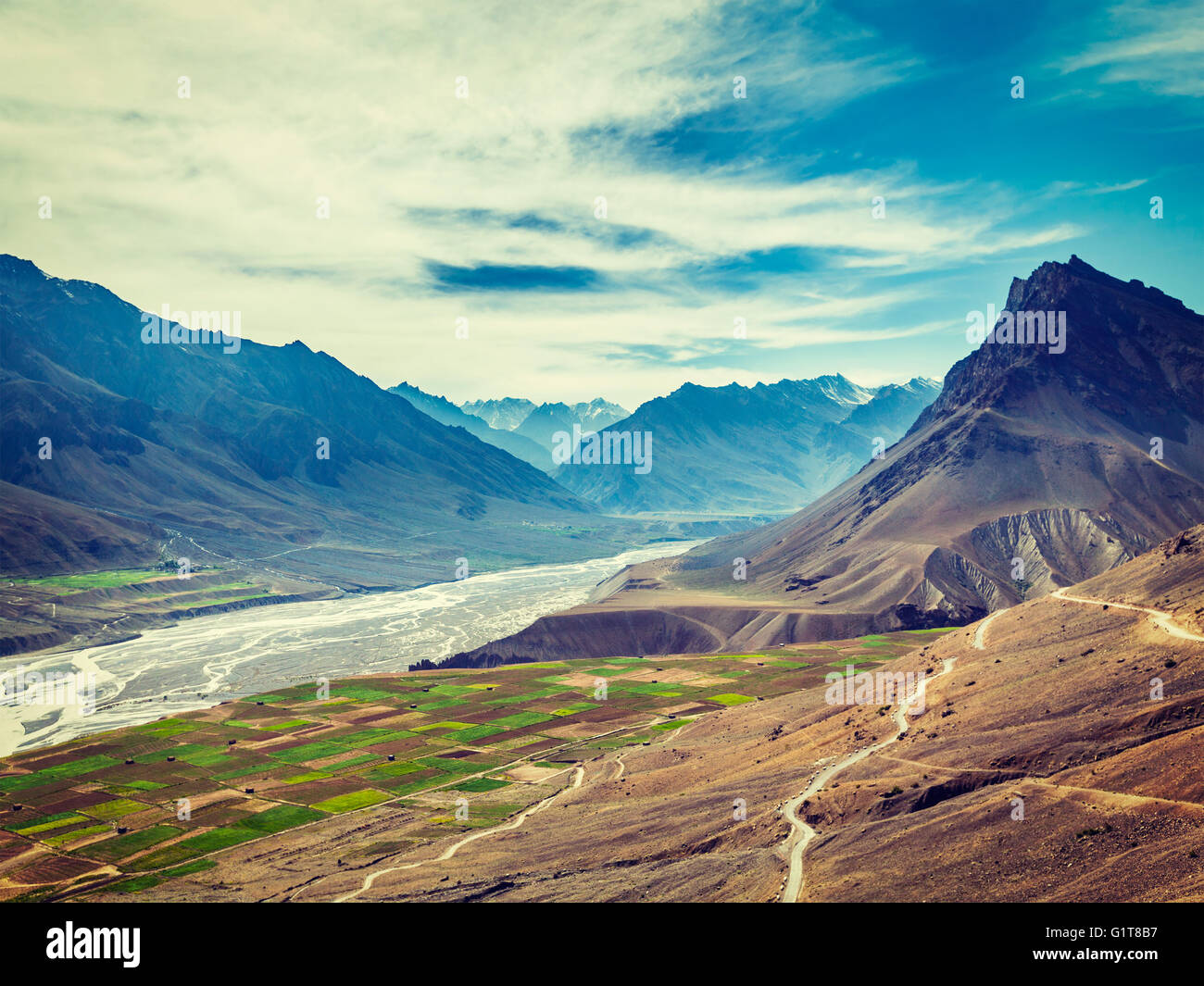 Spiti Valley And River In Himalayas Stock Photo Alamy