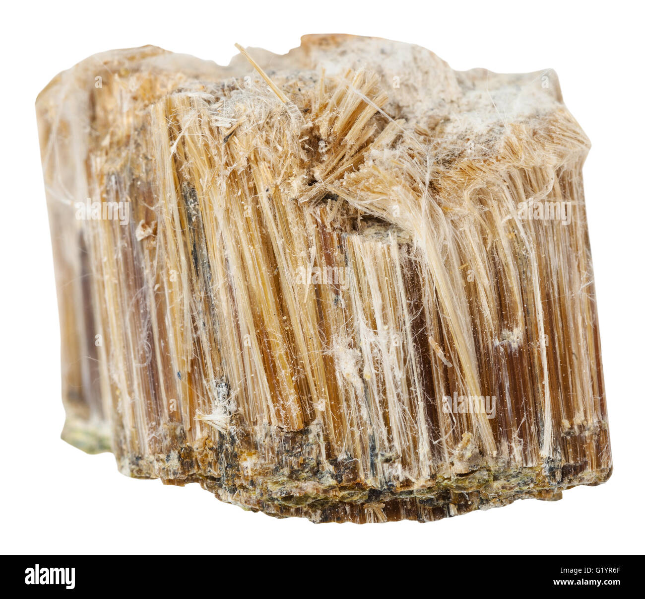 macro shooting of natural mineral stone specimen of brown asbestos