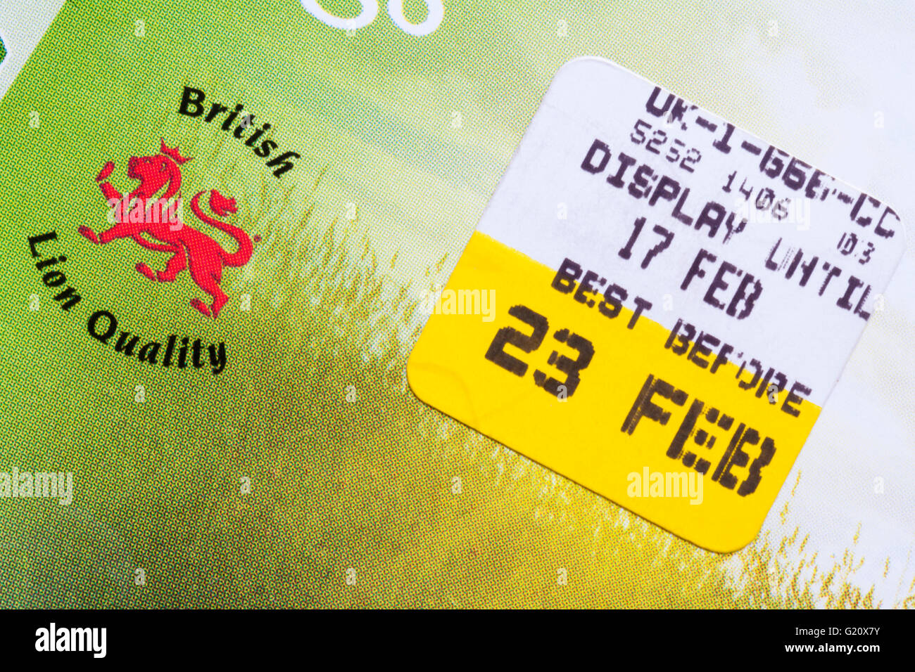 Display until and Best before information on label on carton of Stock