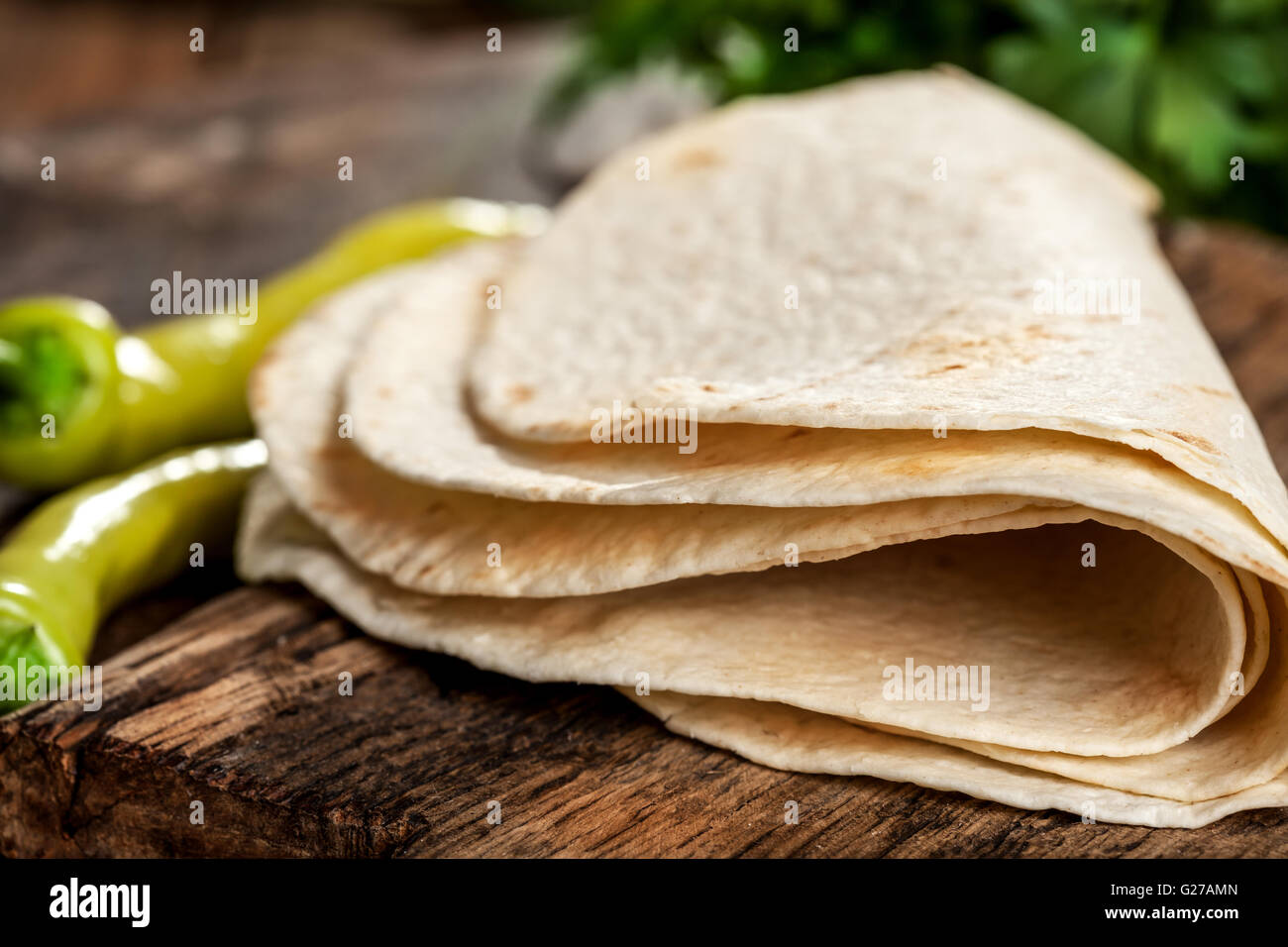 Stack Of Homemade Whole Wheat Flour Tortillas Stock Photo Alamy